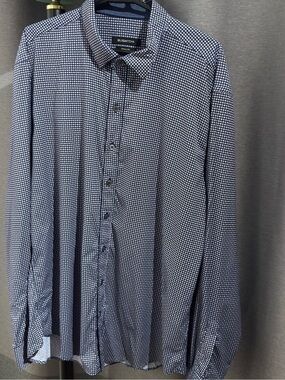 Bugatchi Navy and White Micro Dot Dress Shirt